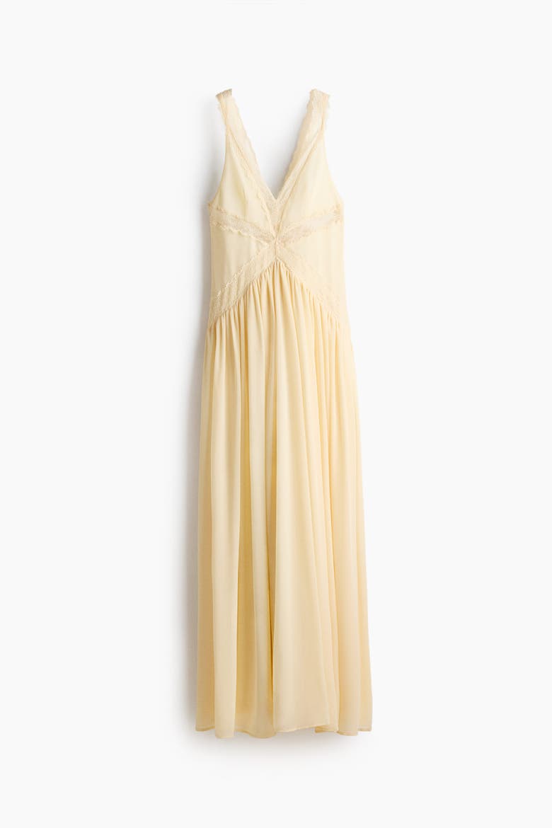 Lace-inset Chiffon Dress, Main, color, Yellow