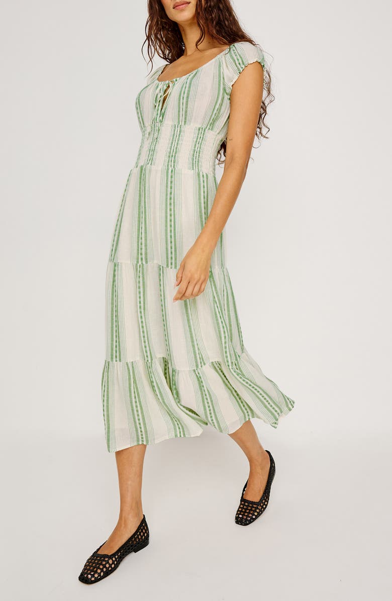 Rails Daria Stripe Smocked Waist Midi Dress, Alternate, color, Margarita Stripe