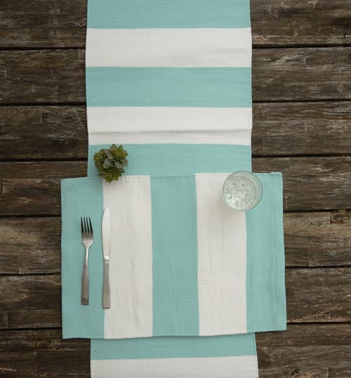 C & F Home C&f Home Cabana Sky Blue Stripes Placemats Set Of 6, 14" X 20" In Blue