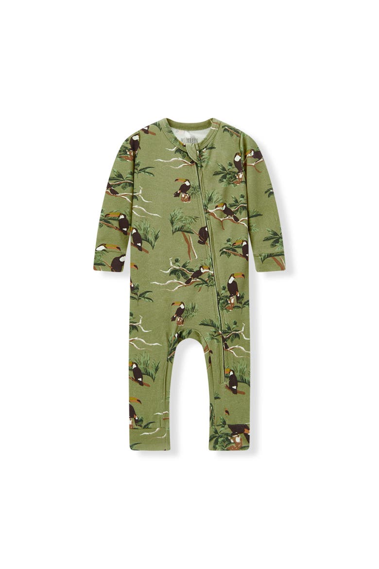 Cotton Stretch Zipper Pajama, Main, color, Toucan