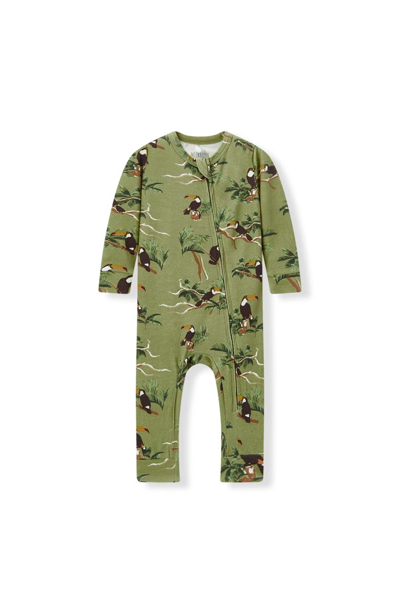 Milkbarn Cotton Stretch Zipper Pajama, Main, color, Toucan