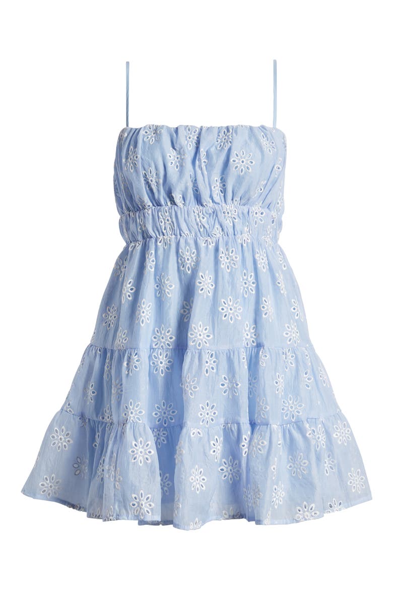 Floral Eyelet Embroidered Minidress, Alternate, color, BLUE WHITE