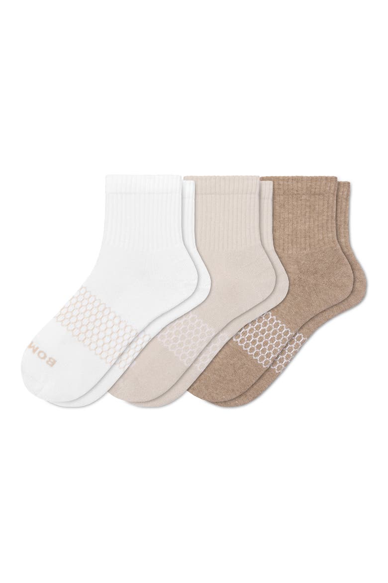 Assorted 3-Pack Quarter Crew Socks, Main, color, NEUTRAL MIX