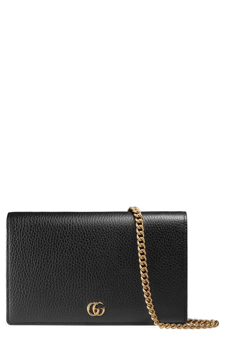 Gucci Petite Leather Wallet on a Chain, Main, color,