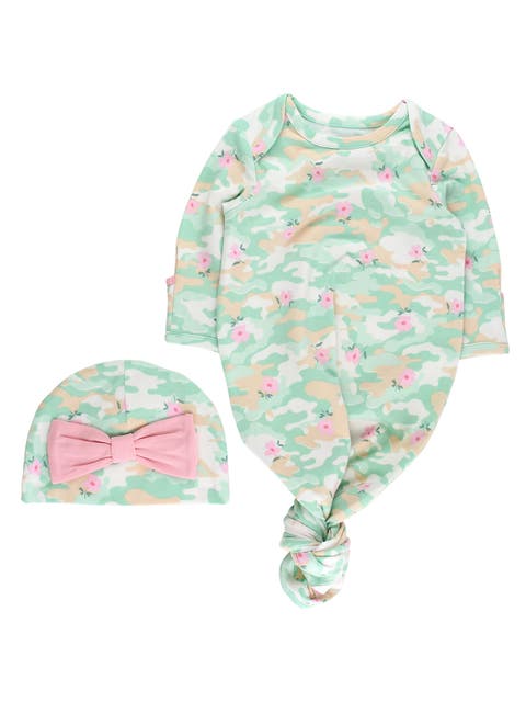 Modal Blend Ruffle Knotted Sleep Gown & Hat Set