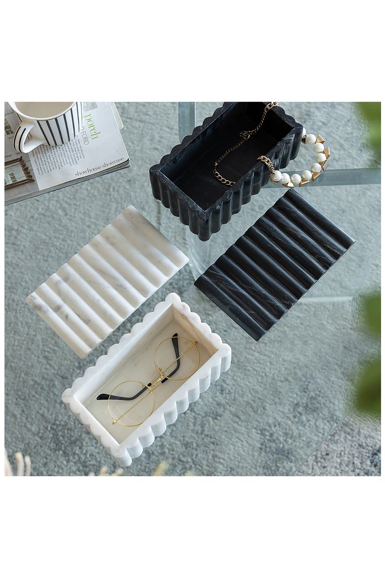 Black Marble Storage Box, Alternate, color, BLACK