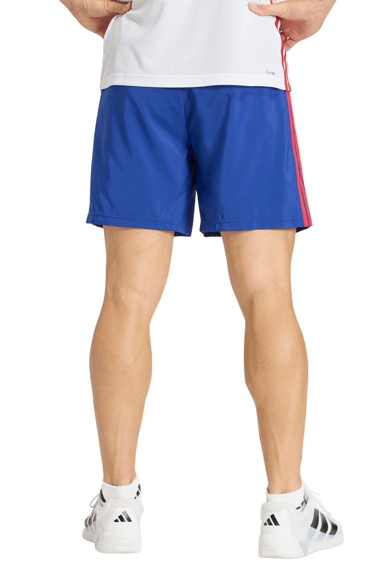 Workout Essentials Base 3-Stripes Shorts, Alternate, color, MYSTERY INK/ BETTER SCARLET