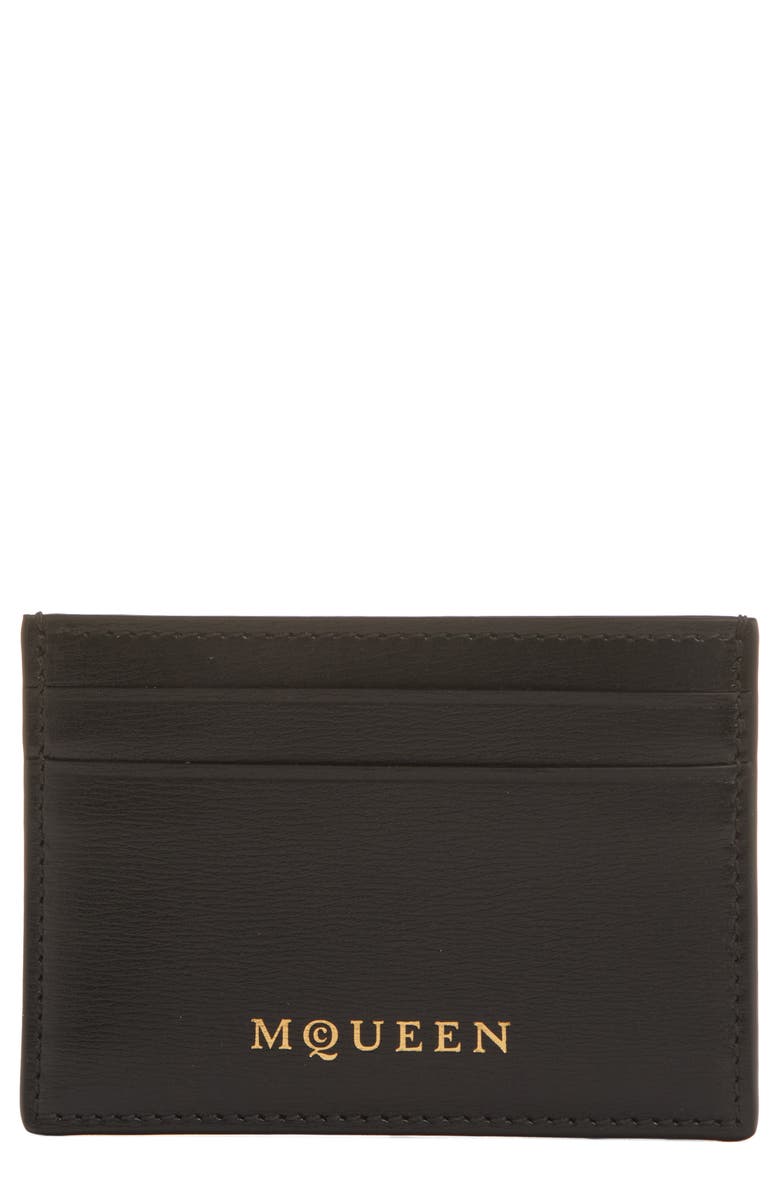 McQueen Foil Logo Card Holder, Main, color, Black/ Gold
