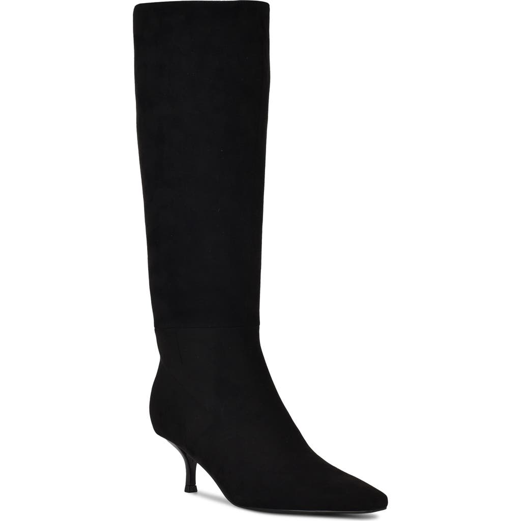 Nine West Women's Havier Wide Calf Kitten Heel Dress Boots In Black