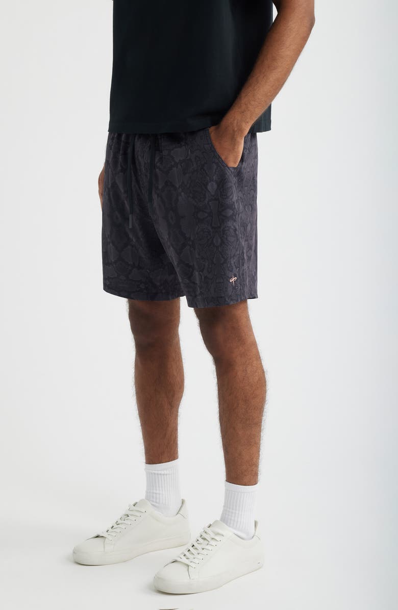 SANTO STUDIO Verona Tech Snakeskin Print Drawstring Shorts, Alternate, color, Snakeskin