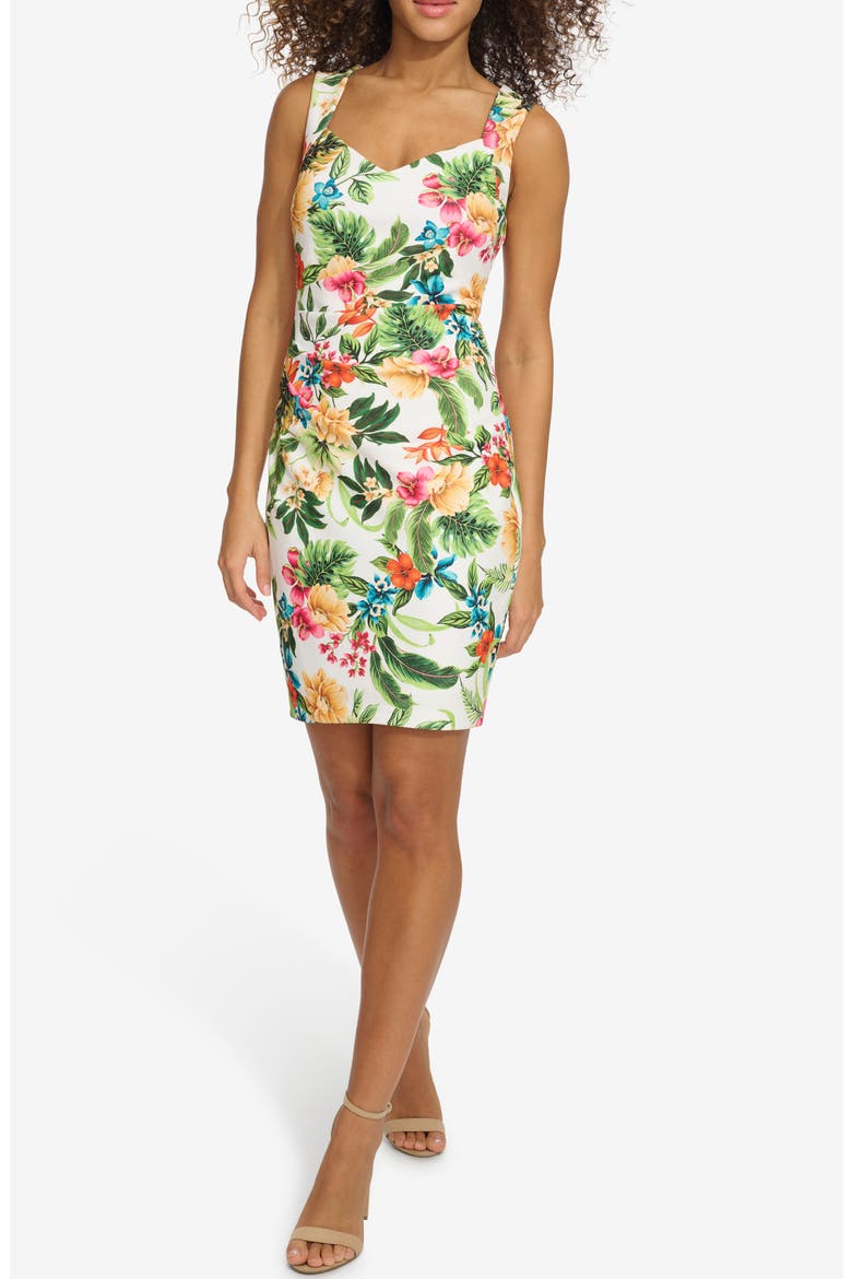 Crepe Print Minidress, Main, color, WHITE MULTI