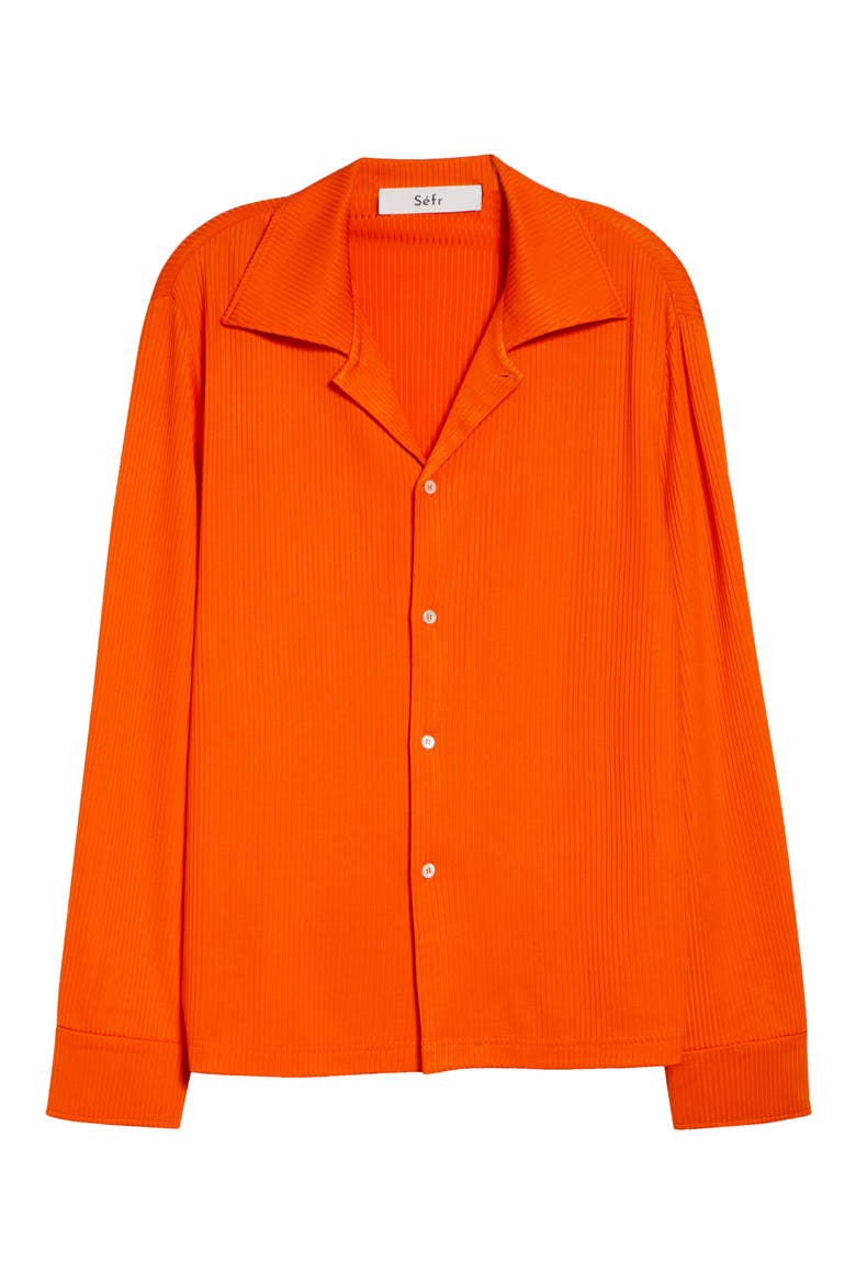 Darian Notch Collar Rib Button-Up Shirt, Alternate, color, TANGERINE VISCOSE RIB