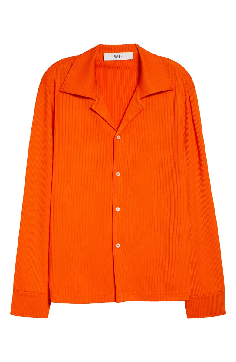 Séfr Darian Notch Collar Rib Button-Up Shirt, Alternate, color, Tangerine Viscose Rib