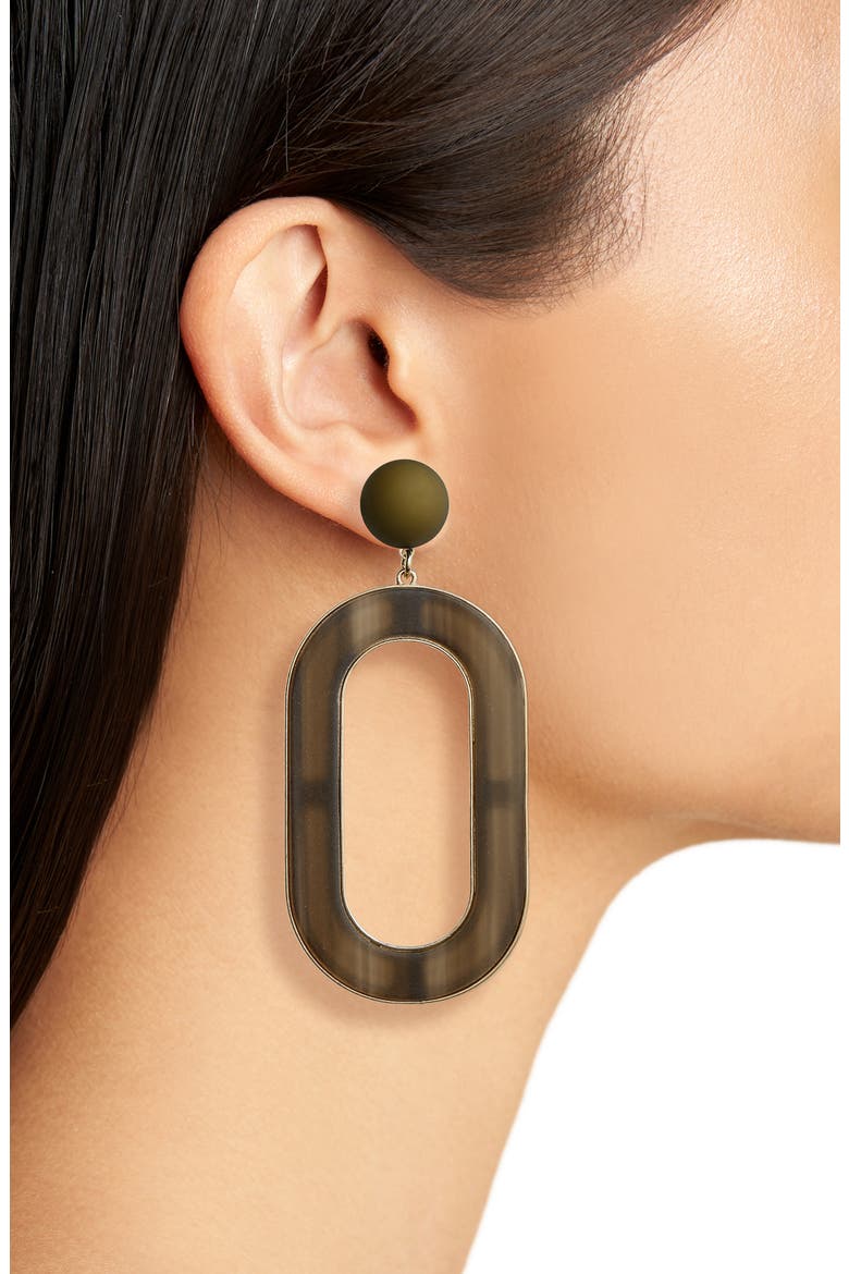 Resin & Metal Statement Earrings, Alternate, color, GREEN MULTI/ GOLD