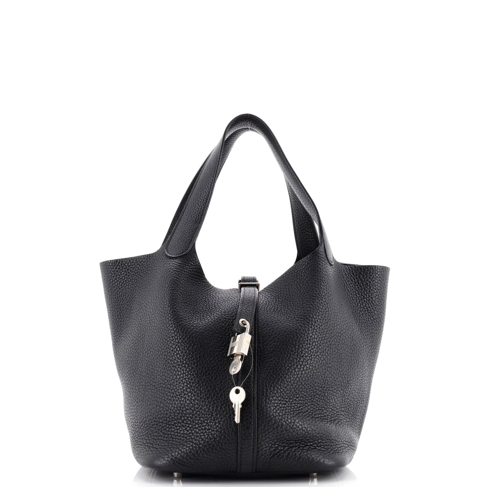 Pre-Owned Hermes Picotin Lock Bag Clemence MM, Main, color, Noir