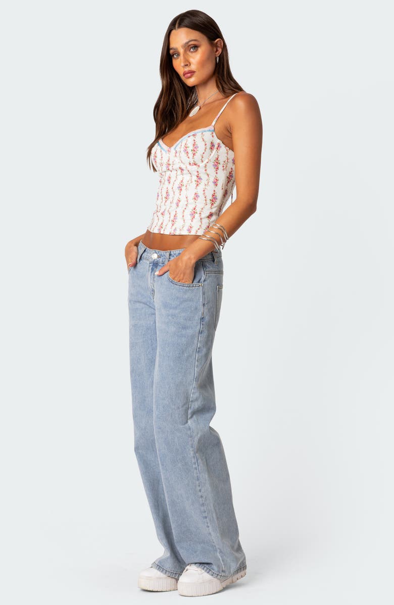 EDIKTED Indira Floral Lace-Up Corset Camisole, Alternate, color, Mix