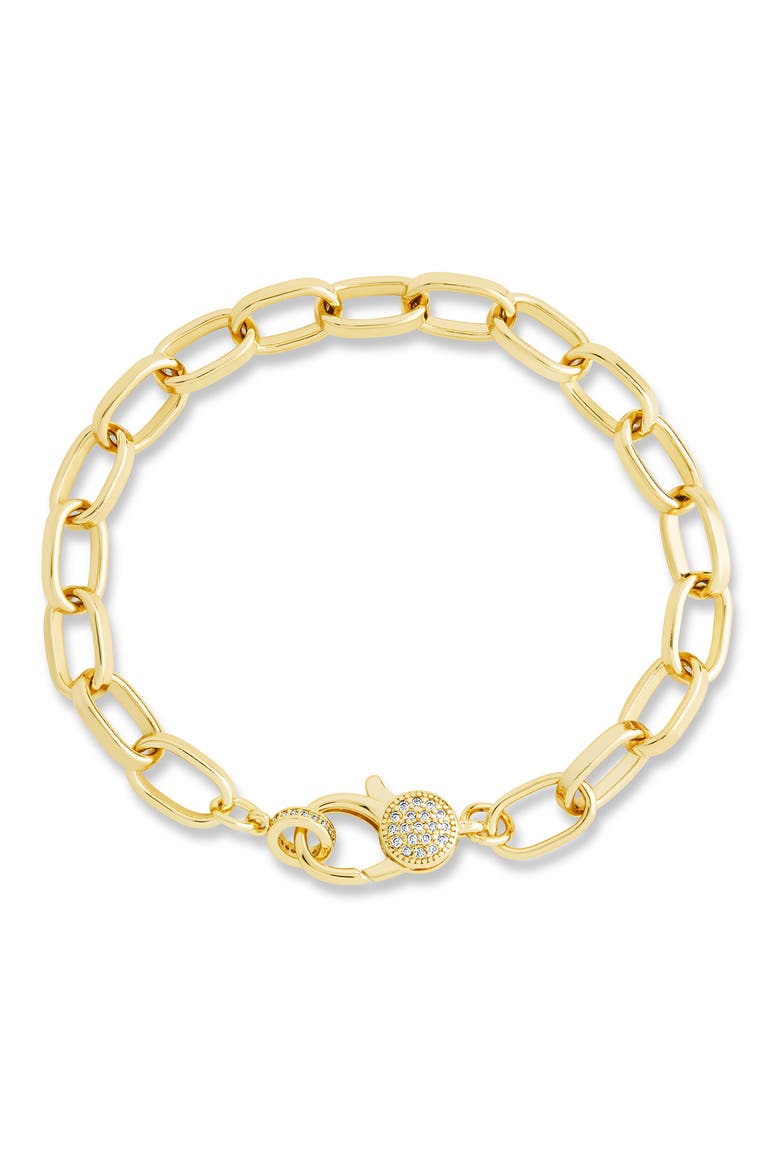 Tove Cubic Zirconia Paper Clip Chain Bracelet, Main, color, GOLD