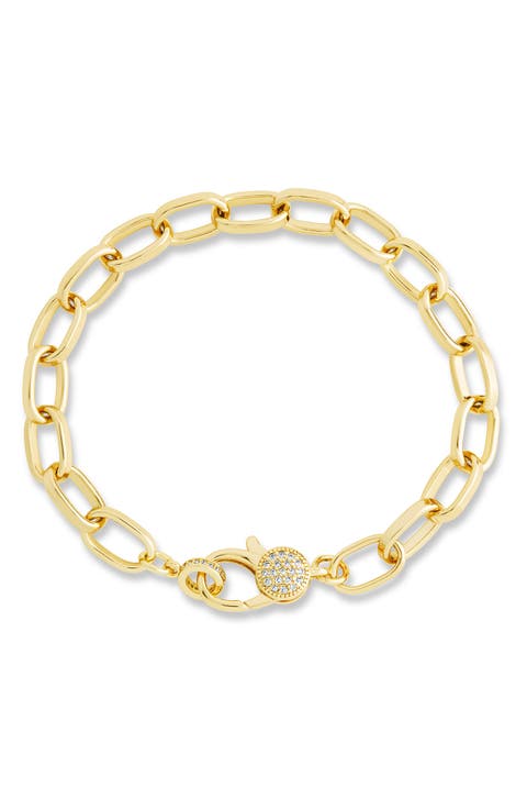 Tove Cubic Zirconia Paper Clip Chain Bracelet