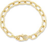 Sterling Forever Tove Cubic Zirconia Paper Clip Chain Bracelet