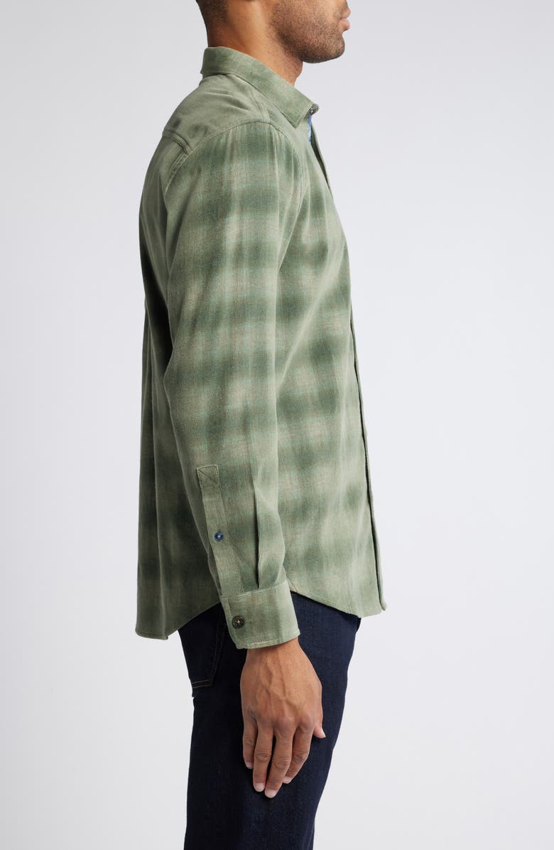 Tommy Bahama Coastline Cord Ombré Check Cordury Button-Up Shirt, Alternate, color, Army Green