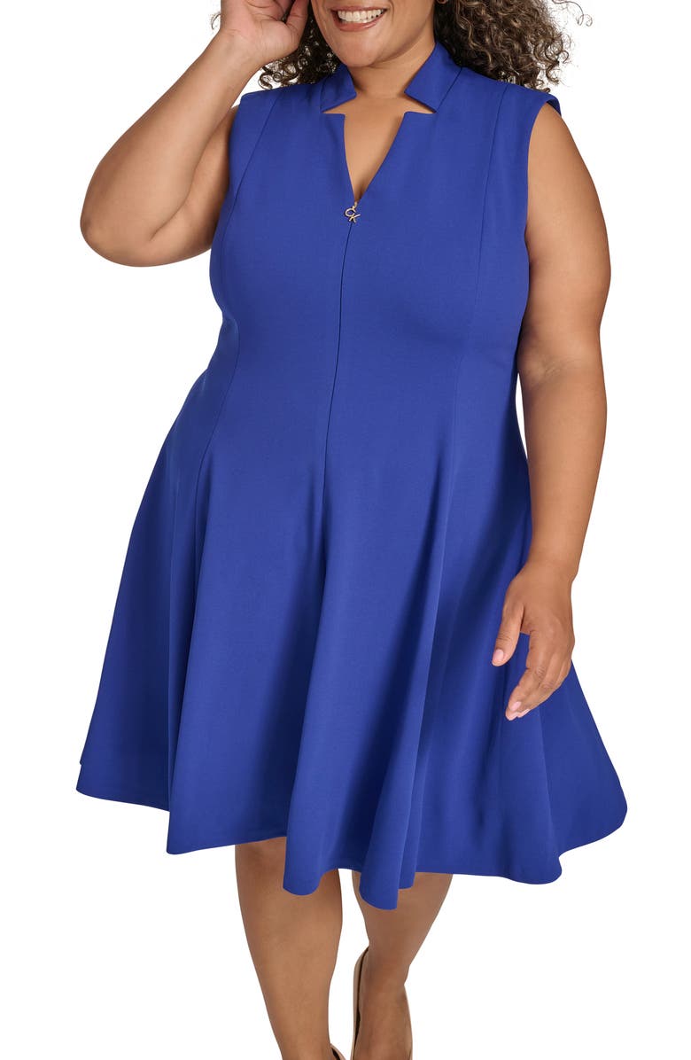 Calvin Klein V-Neck Sleeveless Fit & Flare Dress, Alternate, color,