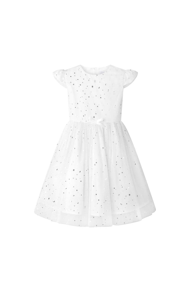 Rachel Riley White Star Tulle Party Dress, Main, color, White