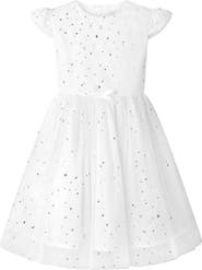 Rachel Riley White Star Tulle Party Dress