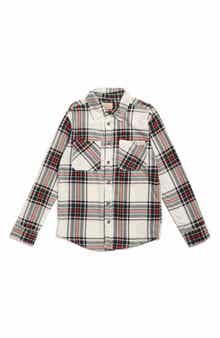 Weatherproof® Kids' Plaid Cotton Flannel Button-Up Shirt