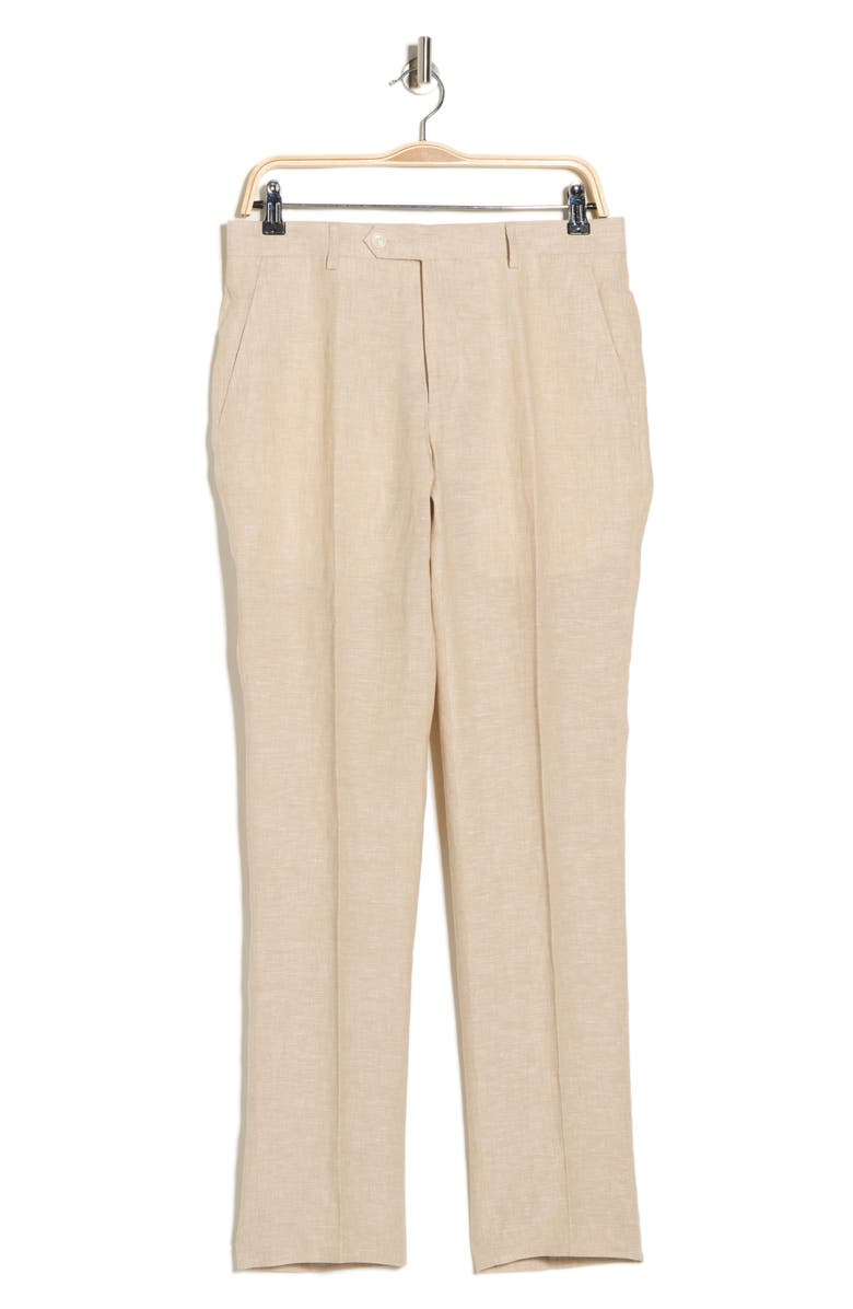 Tommy Hilfiger Flat Front Linen Trousers, Main, color, Tan Plain
