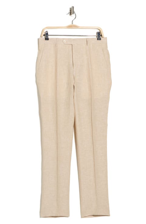 Flat Front Linen Trousers