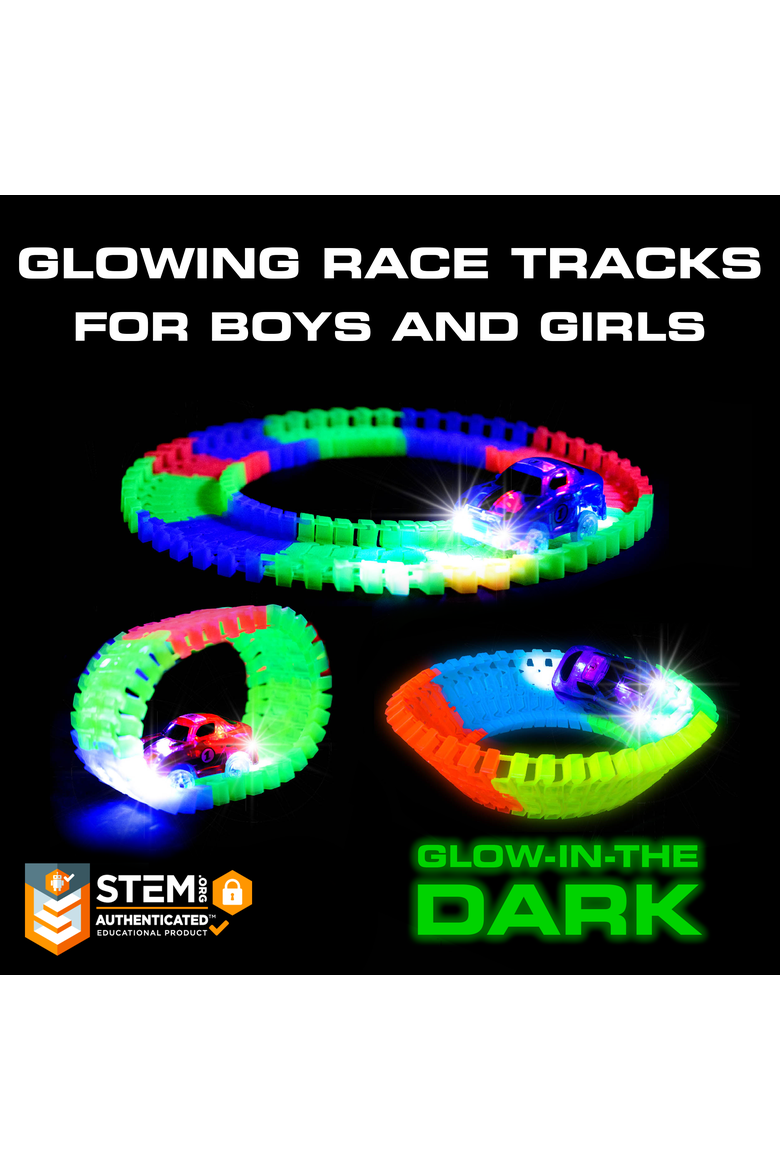 Large Glow Trax Race Tracks for Kids- 380pc, Alternate, color, Multi Color
