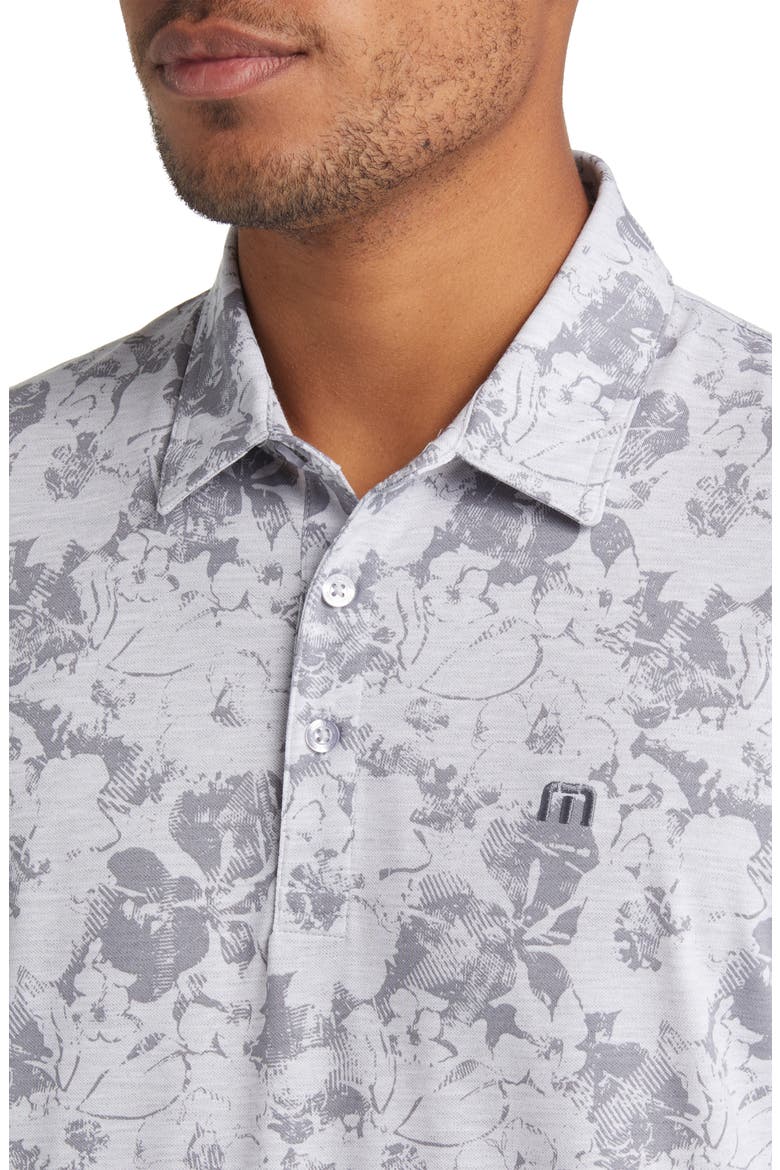Private Deck Floral Short Sleeve Polo, Alternate, color, HEATHER LIGHT GREY