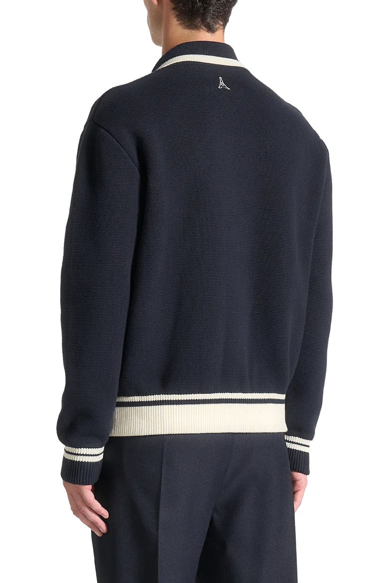 Julien Classic Combed Cotton Knit Cardigan, Alternate, color, Navy