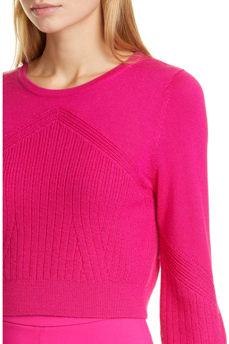 Wool, Silk & Cashmere Crop Sweater, Alternate, color, AZALEA