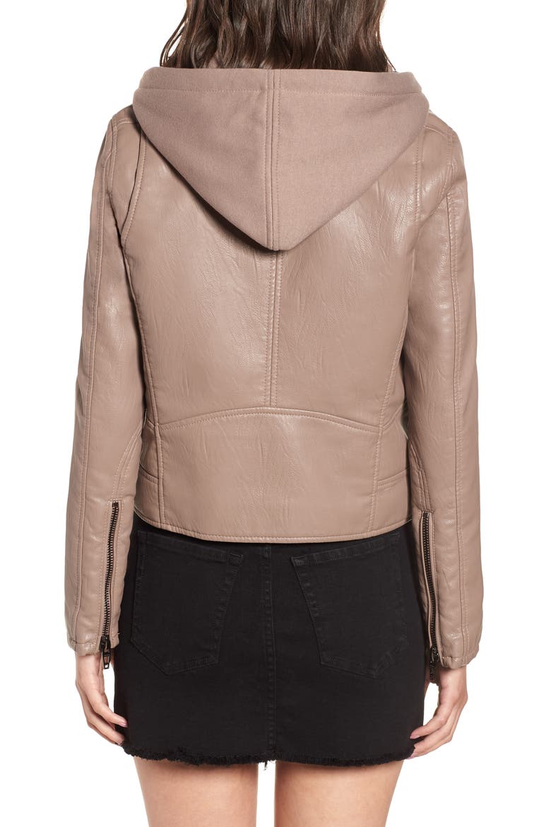 Meant to Be Moto Jacket with Removable Hood, Alternate, color, MUSHROOM