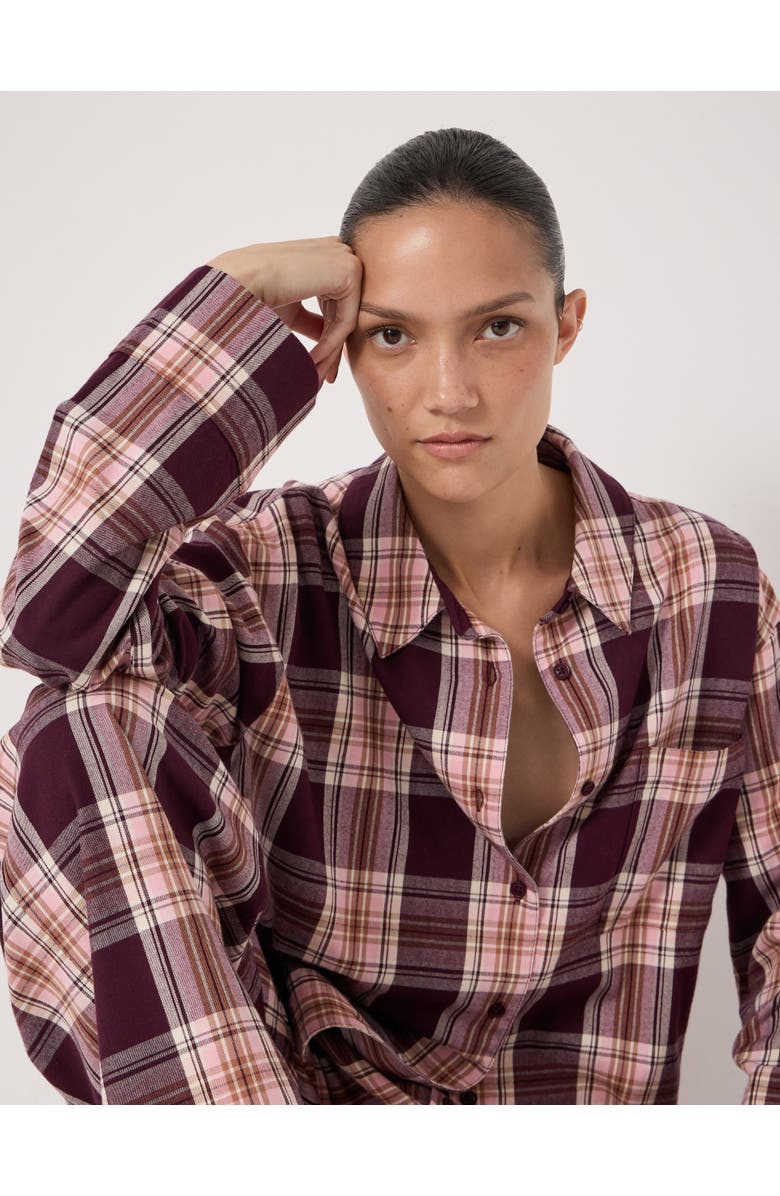 Hush Cotton Check Print Pajamas, Alternate, color, Burgundy Red