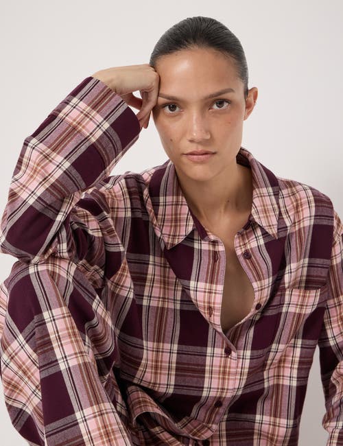 Hush Cotton Check Print Pajamas In Pink