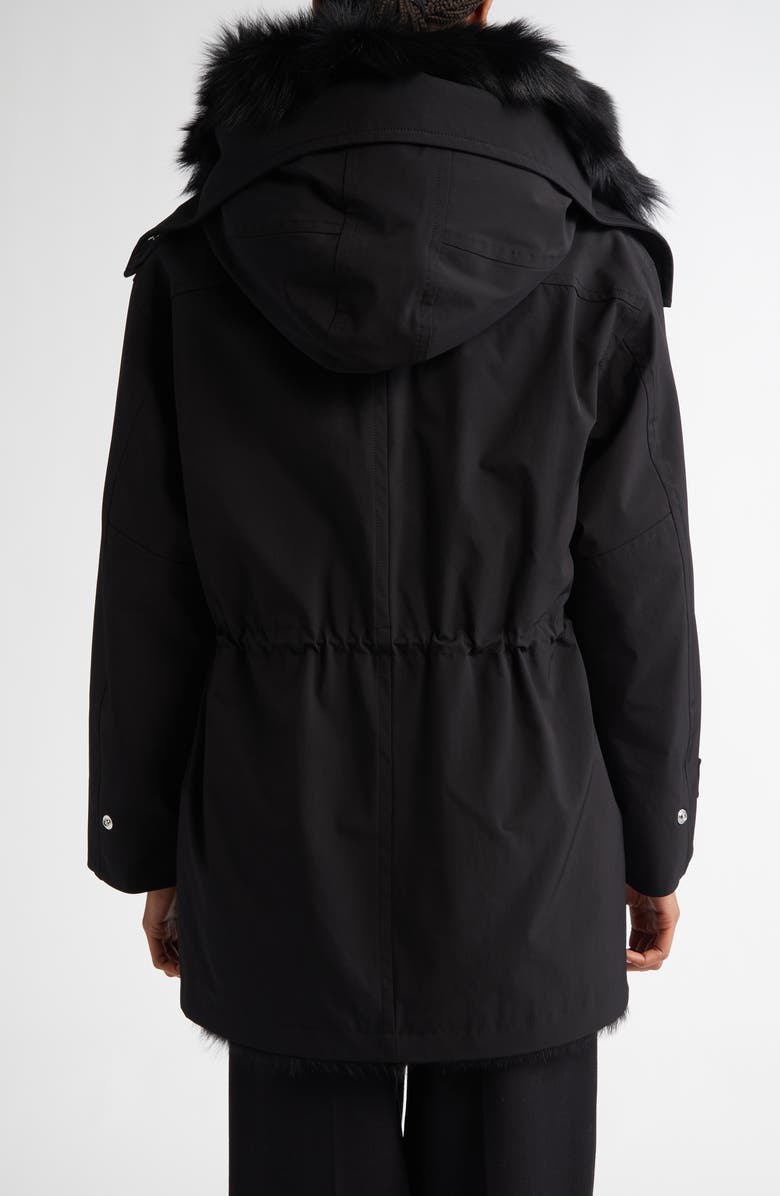Proenza Schouler Wilder Shearling Lined Stretch Nylon Parka, Alternate, color, Black