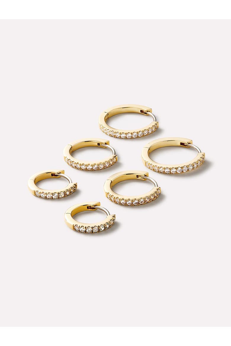 Gold Huggie Hoop Earrings - Pave Huggie Hoops Medium, Alternate, color, Gold
