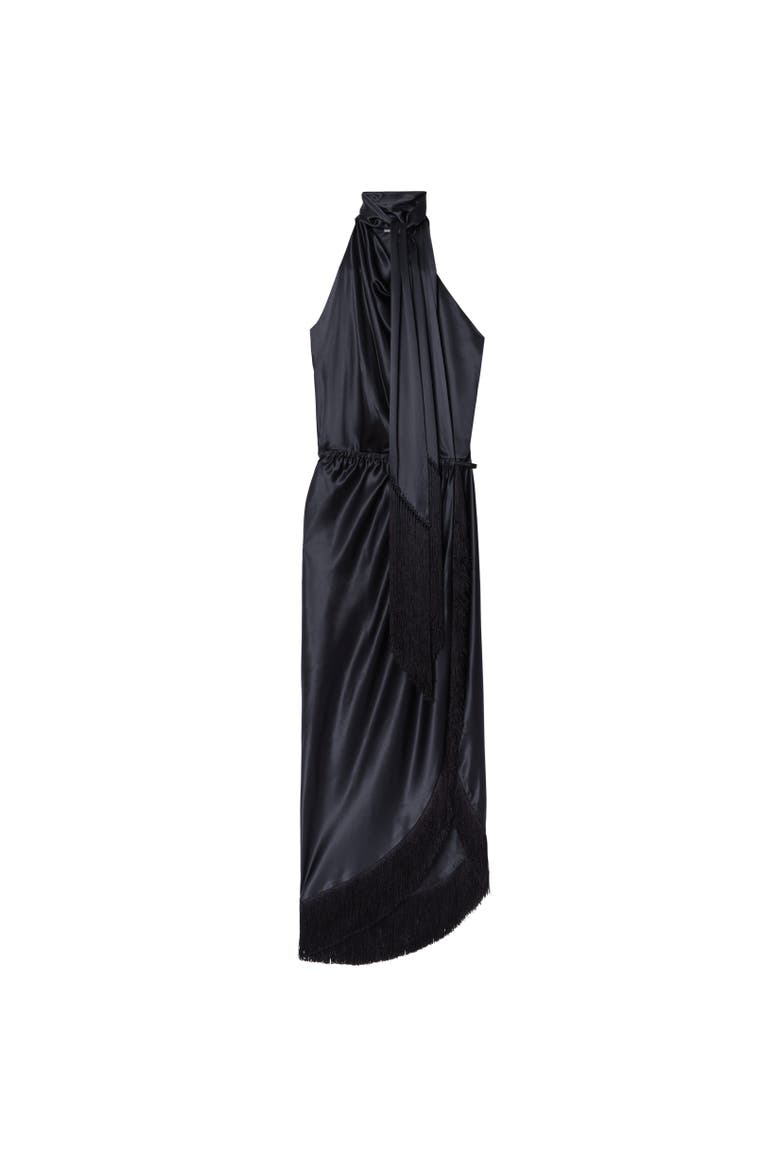 Fringed Silk Scarf Dress, Alternate, color, Iris purple