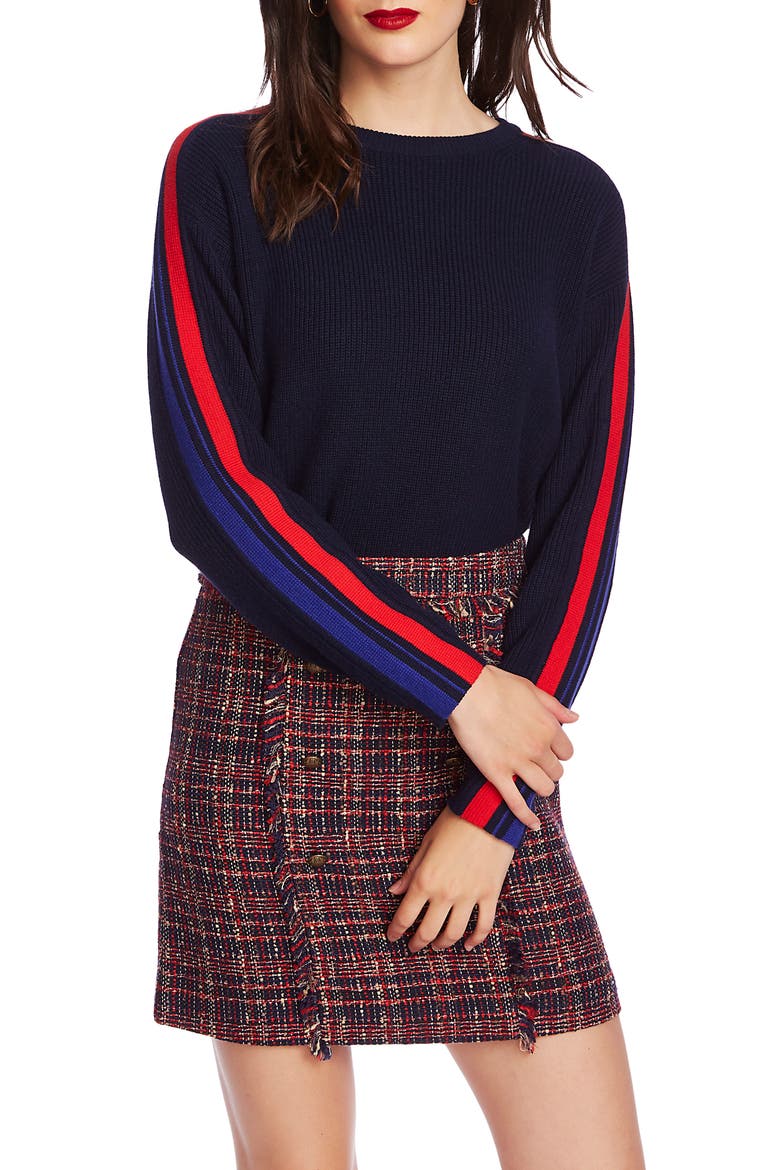 Stripe Sleeve Sweater, Main, color, NAVY CRUSH