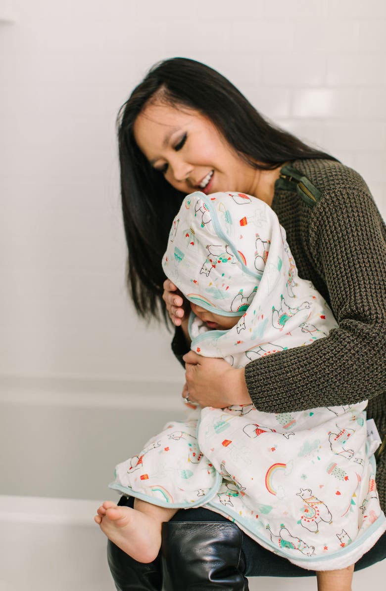 Loulou Lollipop Muslin Hooded Towel & Washcloth Set, Alternate, color, 