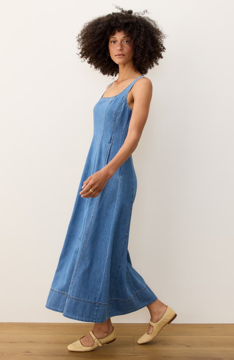Marine Layer Denim Midi Dress, Alternate, color, Medium Wash