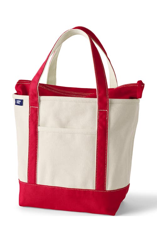 Lands' End Zip Top Canvas Tote Bag in Natural/heritage Red at Nordstrom, Size Medium