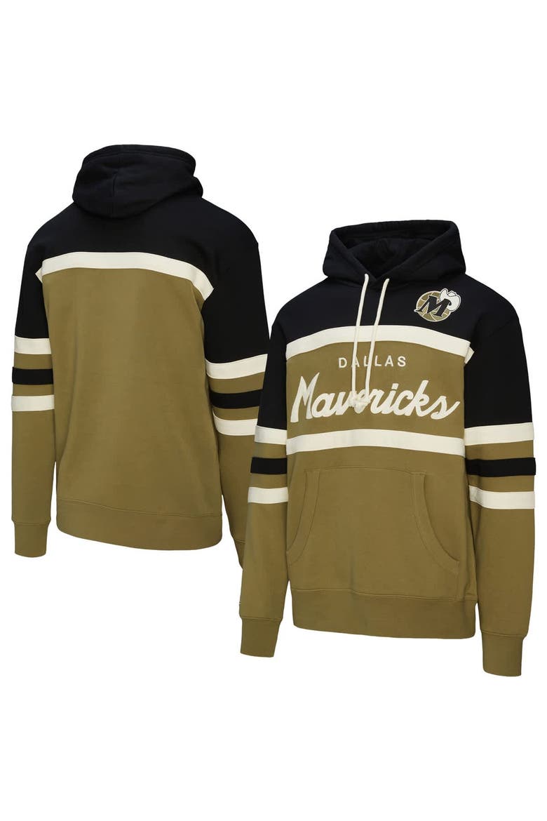 Men's Mitchell & Ness Olive Dallas Mavericks Double Clutch Head Coach Hoodie, Main, color, Olive