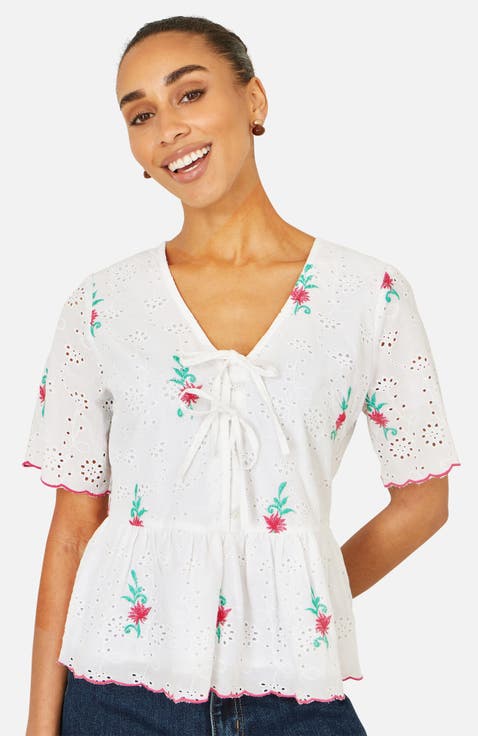 Broderie Anglaise Embroidered Tie Top