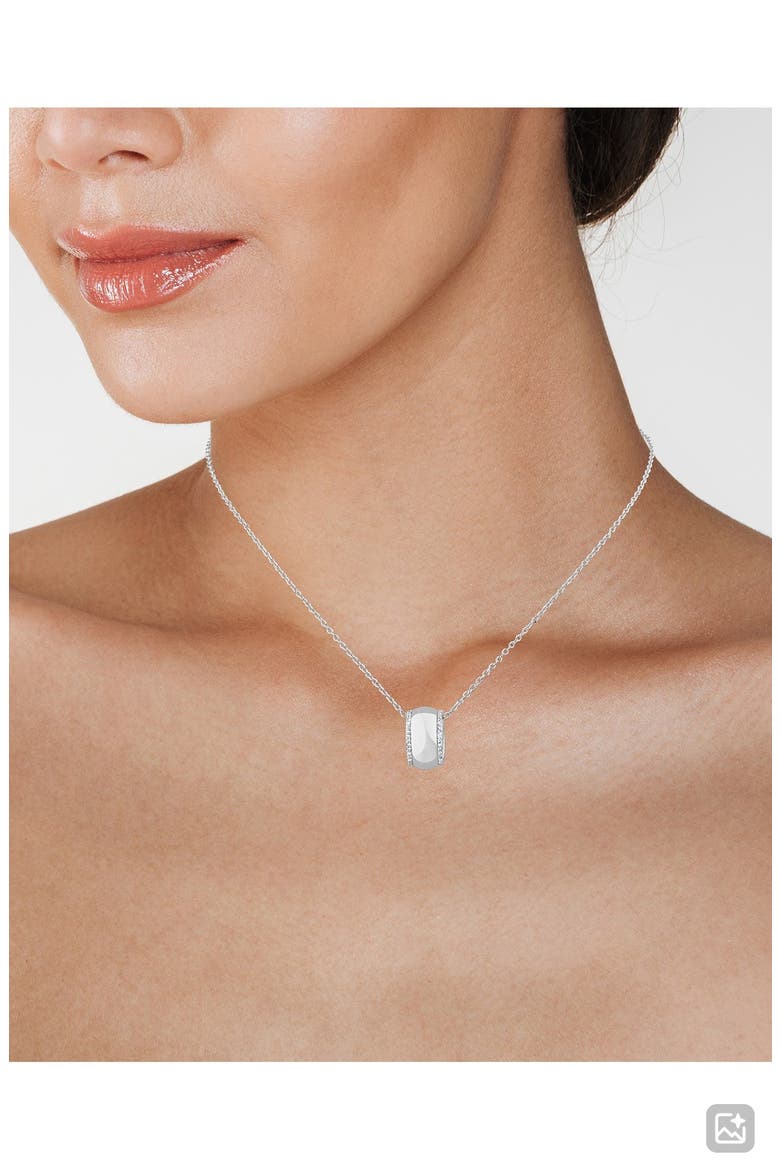 Pavé Cubic Zirconia Ring Pendant Necklace, Alternate, color, RHODIUM PLATED