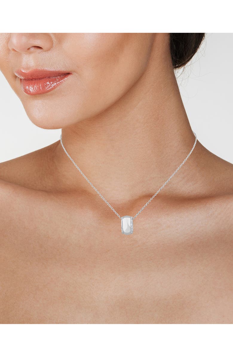 CZ by Kenneth Jay Lane Pavé Cubic Zirconia Ring Pendant Necklace, Alternate, color, Rhodium Plated