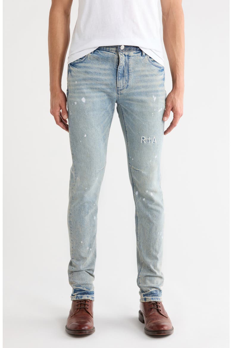 Clayton Skinny Jeans, Main, color, SPLATTERED INDIGO DUSK