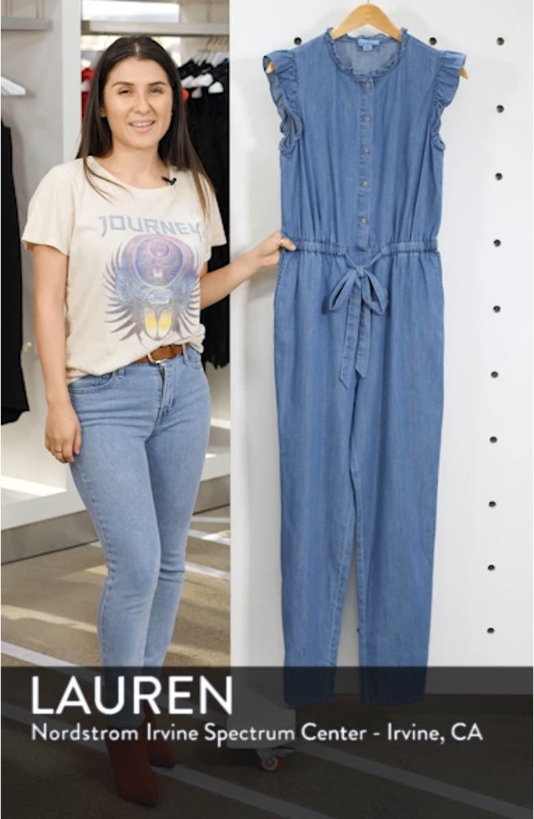 Ruffle Trim Chambray Jumpsuit, sales video thumbnail